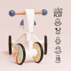 Le Toy Van Wooden Rainbow Ride On Trike – Push & Pedal Riding Vehicles for children, available at Learning Bugs UK