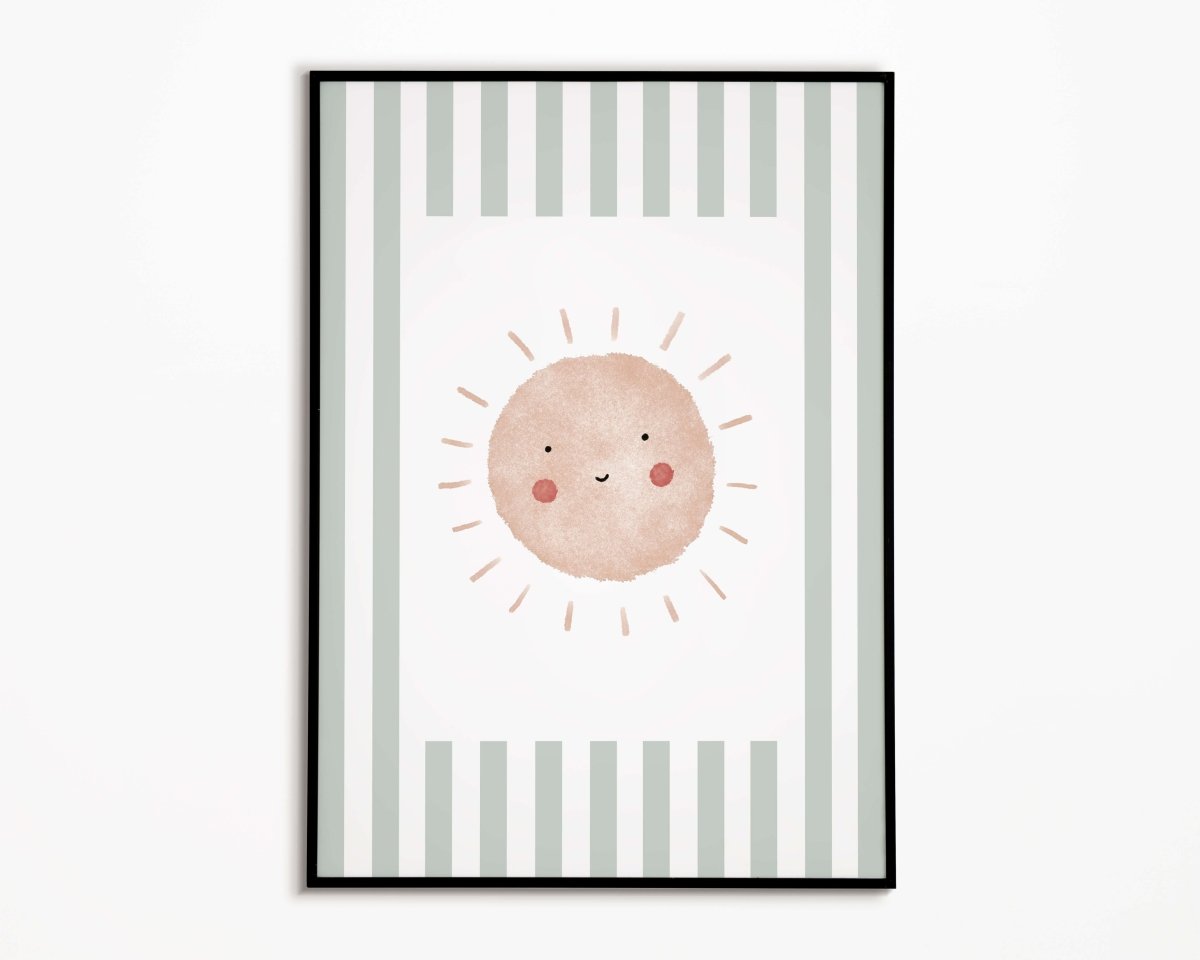 Boho Sunshine Print - Green Stripes – for children, available at Learning Bugs UK