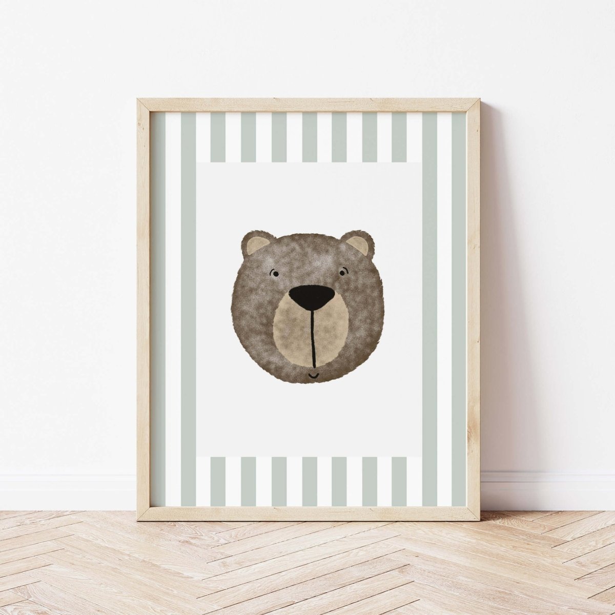 Bear Print - Green Stripes – for children, available at Learning Bugs UK
