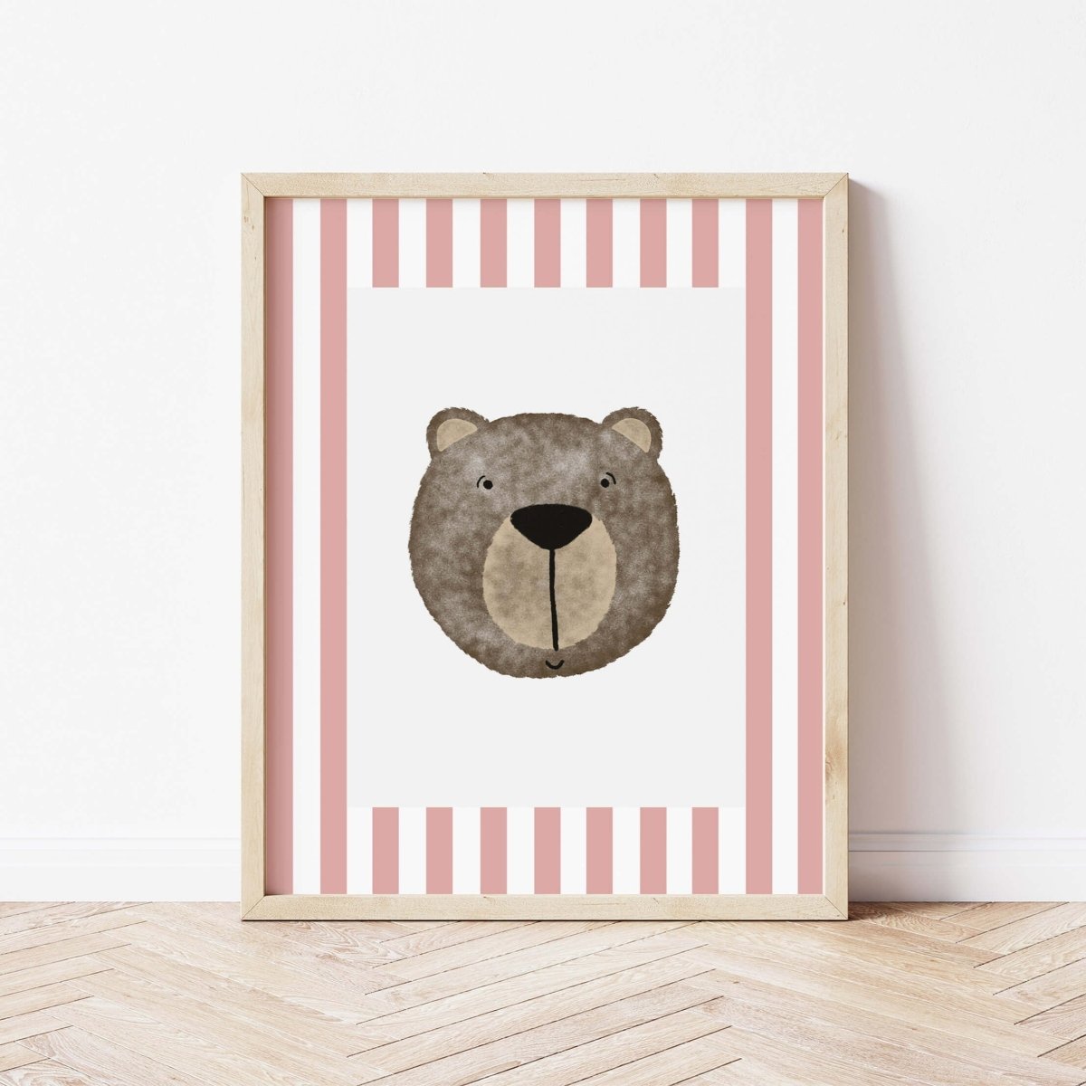 Bear Print - Pale Red Stripes – for children, available at Learning Bugs UK
