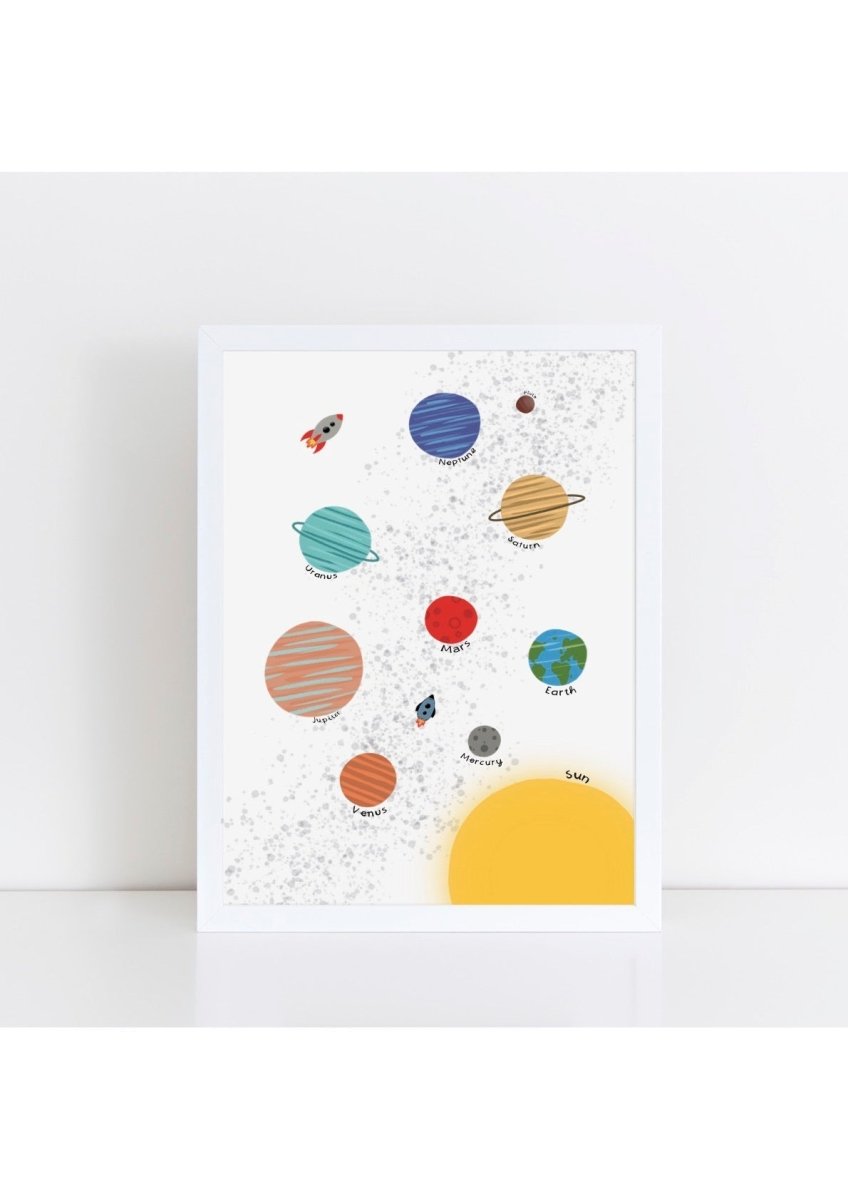 Planets 2 White Print – for children, available at Learning Bugs UK