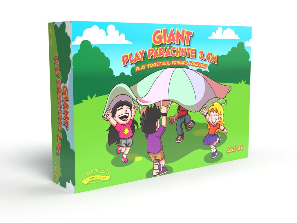 Giant Play Parachute 3.4m - Pastel Colours with 8 Handles by Traditional Garden Games - Learning Bugs UK