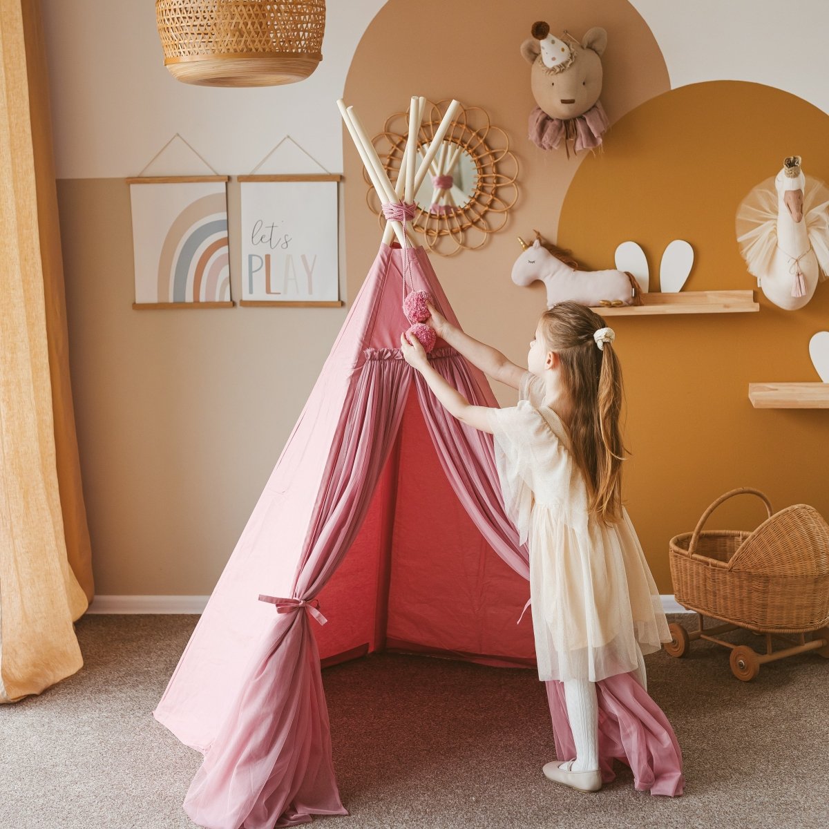 MINICAMP Fairy Kids Play Tent with Tulle in Rose – Teepees for children, available at Learning Bugs UK