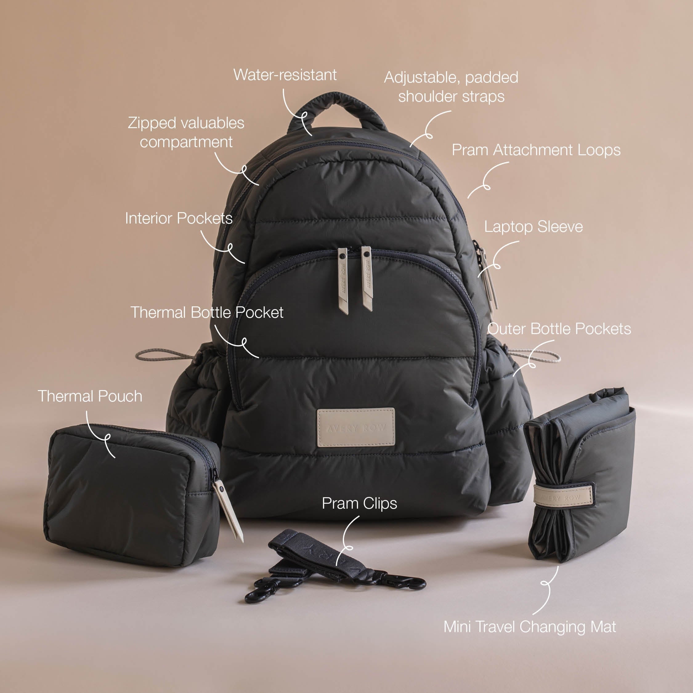 Buy Baby Changing Backpack - Soft Black | Changing Bags & Travel Changing Mats for kids by Learning Bugs UK