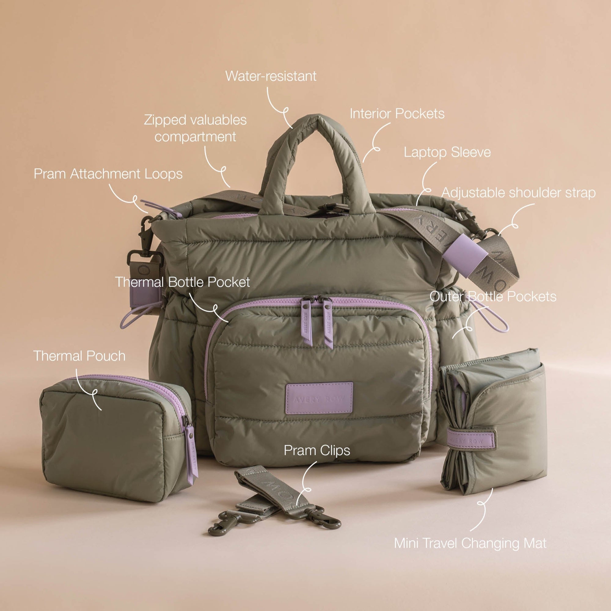 Baby Changing Tote Bag - Olive