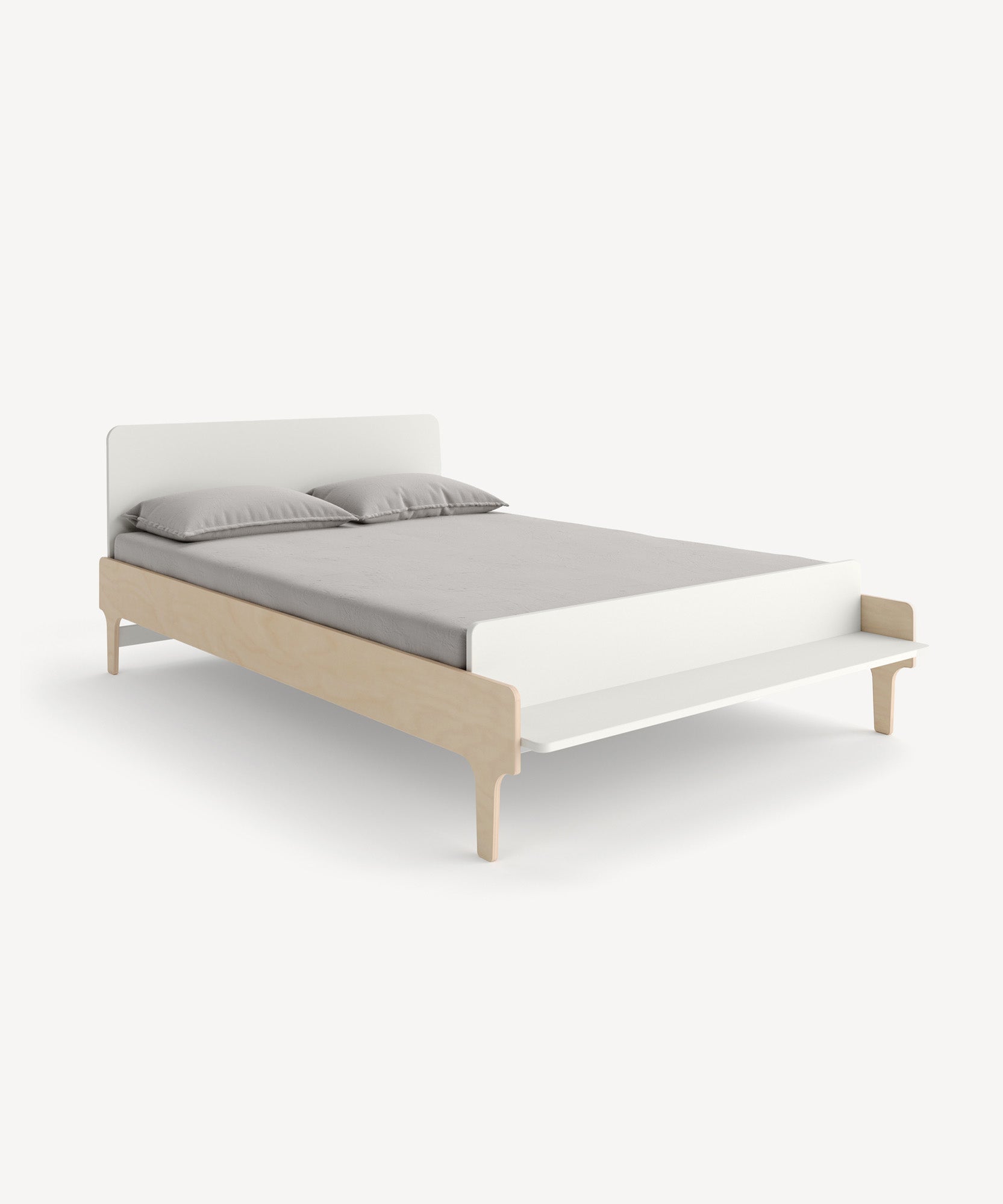 Oeuf River Full Bed - White & Birch