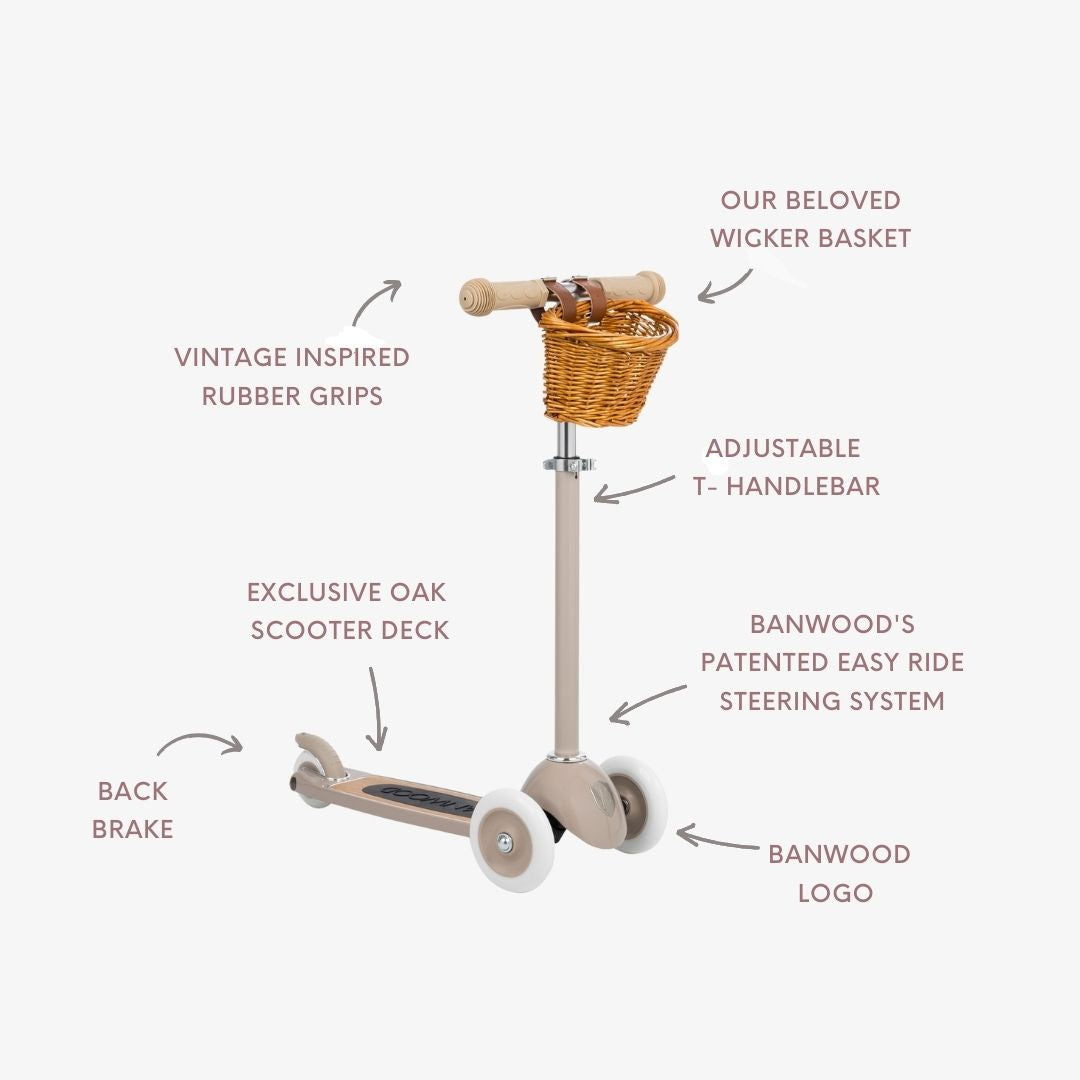 Banwood Scooter – Stylish 3-Wheel Kids Scooter (Beige)