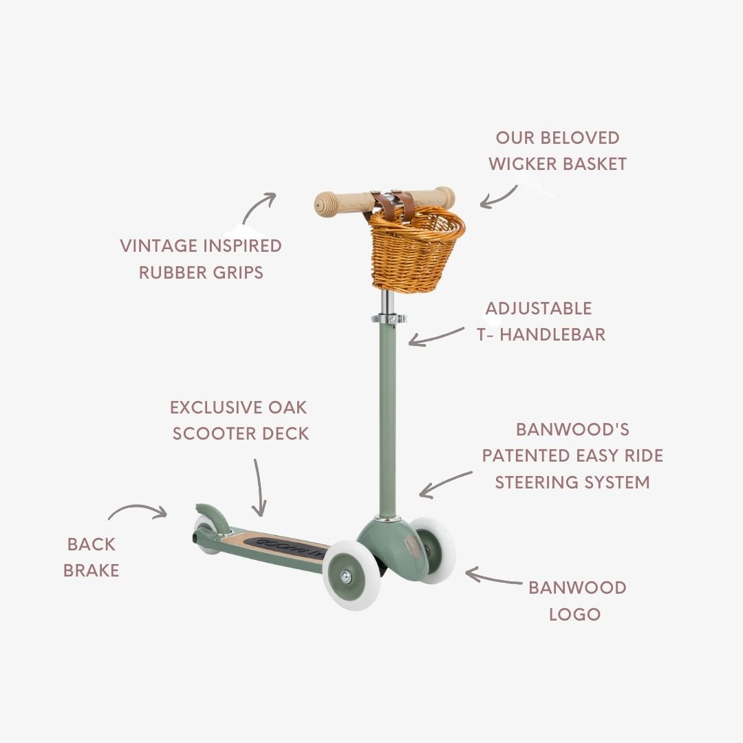 Banwood Scooter – Stylish 3-Wheel Kids Scooter (Forest Green)