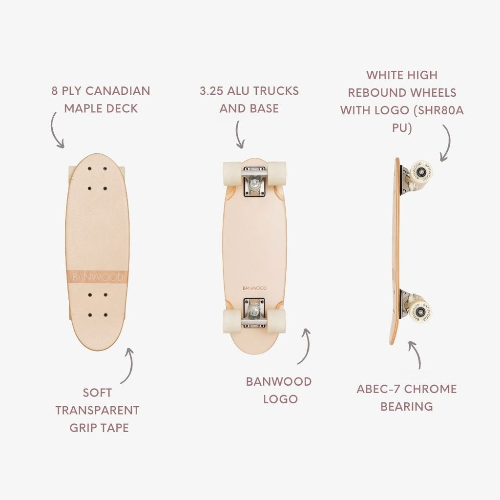 Banwood Skateboard – Kids Maple Deck Skateboard (Cream)