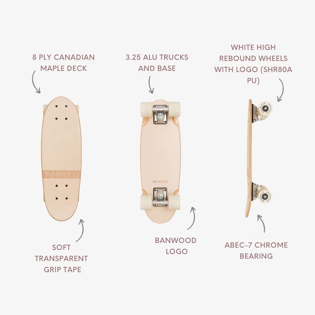 Buy Banwood Skateboard – Kids Maple Deck Skateboard (Cream) | SKATEBOARD for kids by Learning Bugs UK