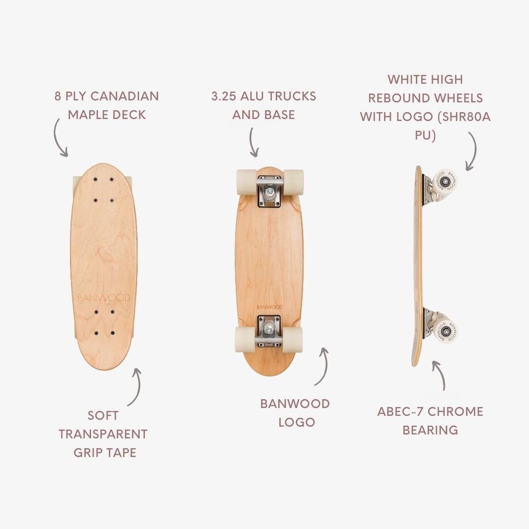Buy Banwood Skateboard – Kids Maple Deck Skateboard (Nature) | SKATEBOARD for kids by Learning Bugs UK