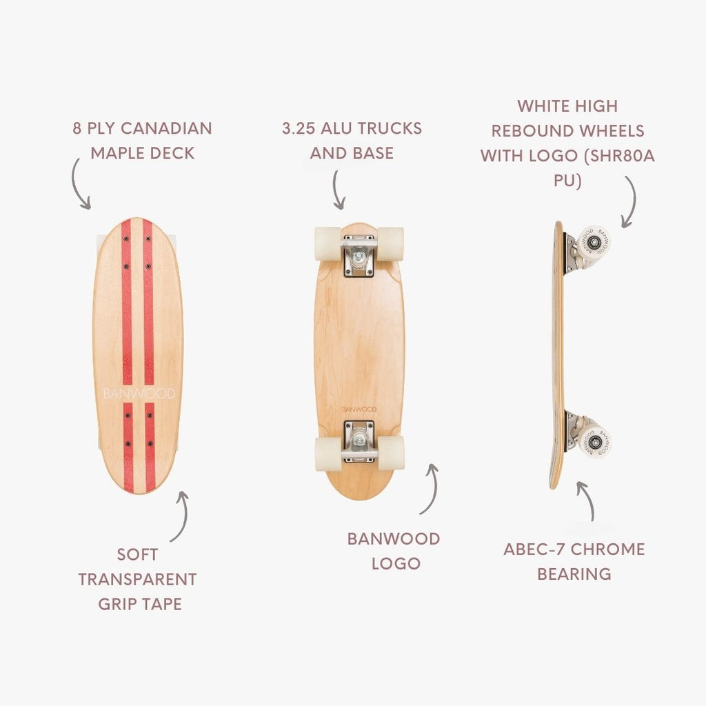 Banwood Skateboard – Kids Maple Deck Skateboard (Red)