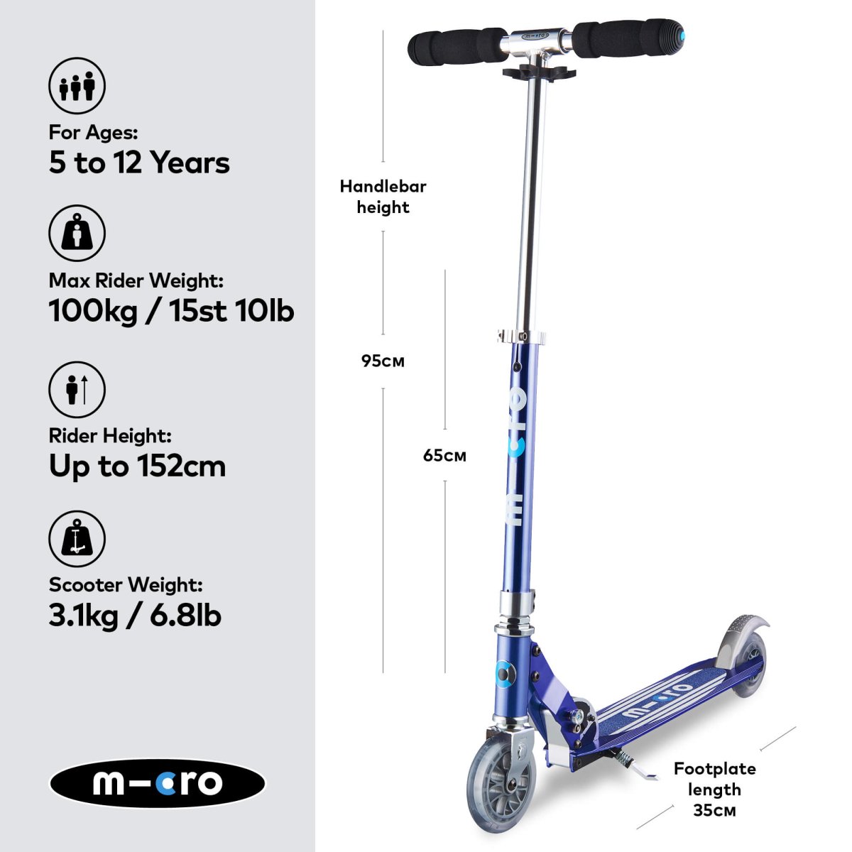 Micro Scooters Micro Sprite Scooter - Classic – Scooters for children, available at Learning Bugs UK