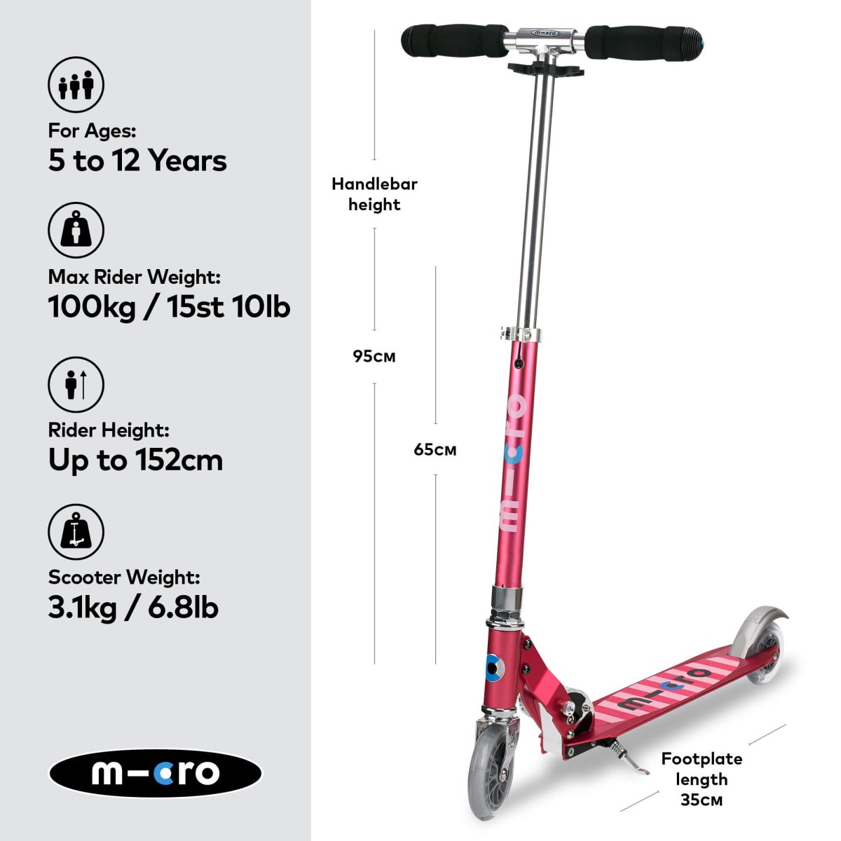 Micro Scooters Micro Sprite Scooter - Classic – Scooters for children, available at Learning Bugs UK