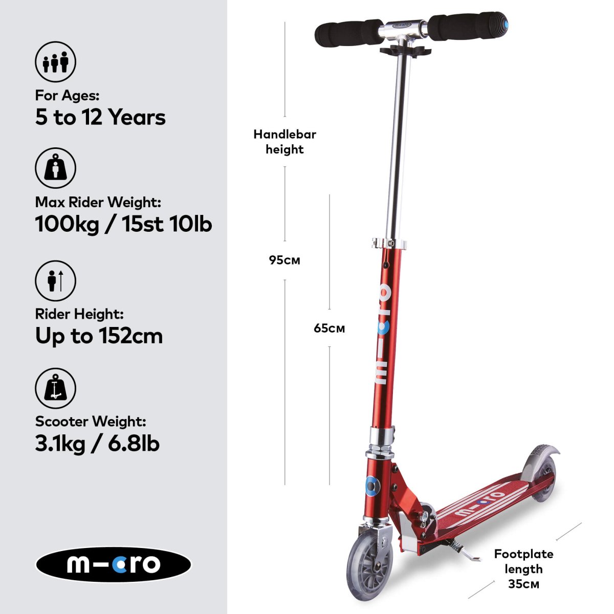 Micro Scooters Micro Sprite Scooter - Classic – Scooters for children, available at Learning Bugs UK
