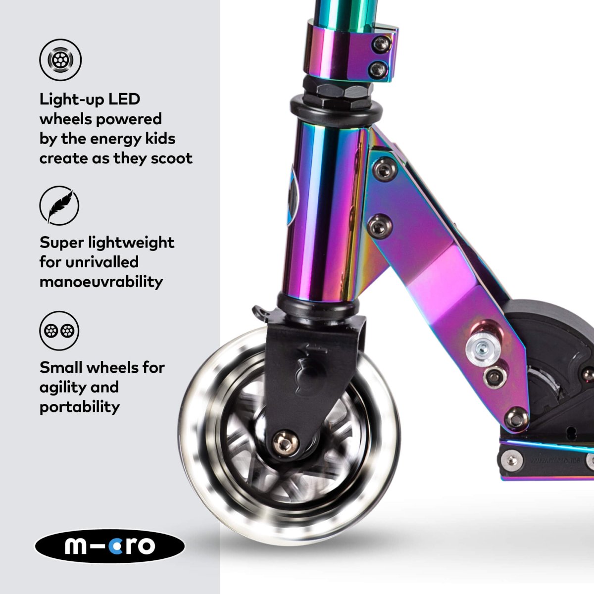 Micro Sprite LED Neochrome Scooter – for children, available at Learning Bugs UK