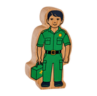 Wooden Green Paramedic Figure – for children, available at Learning Bugs UK