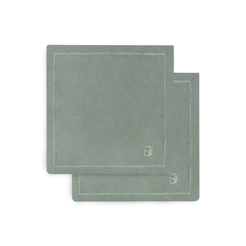 Avery Row Embroidered Linen Napkins, Set of 2 - Pine Green