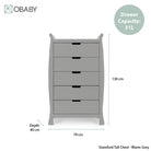 Obaby Stamford Sleigh Tall Chest Of Drawers - Warm Grey