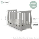 Obaby Stamford Mini Sleigh Cot Bed - Warm Grey