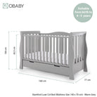 Obaby Stamford Luxe Sleigh 3 Piece Room Set - Warm Grey