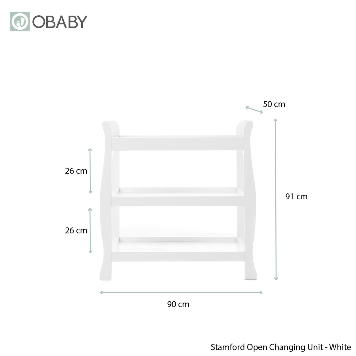 Obaby Stamford Sleigh Open Changing Unit - White
