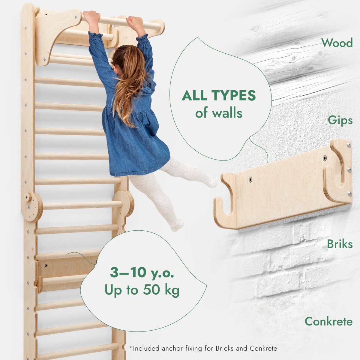 Goodevas Swedish Wall Attachment for Triangle Ladder – Accessories for children, available at Learning Bugs UK