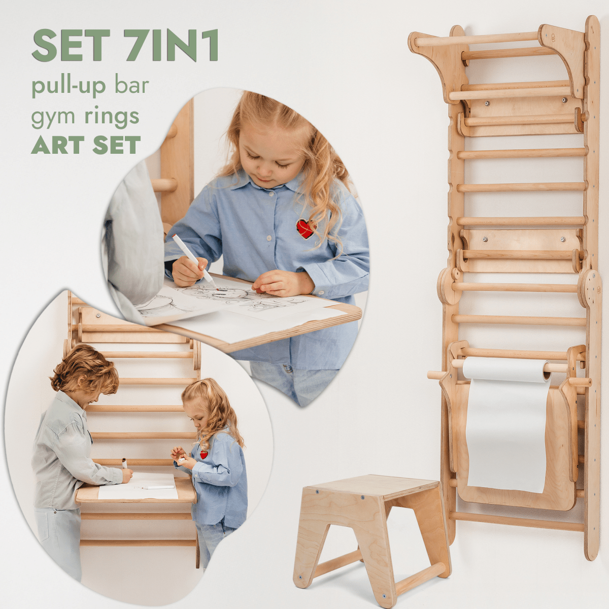 Goodevas 5 in 1 Swedish Wall Ladder Set – Swedish wall for children, available at Learning Bugs UK
