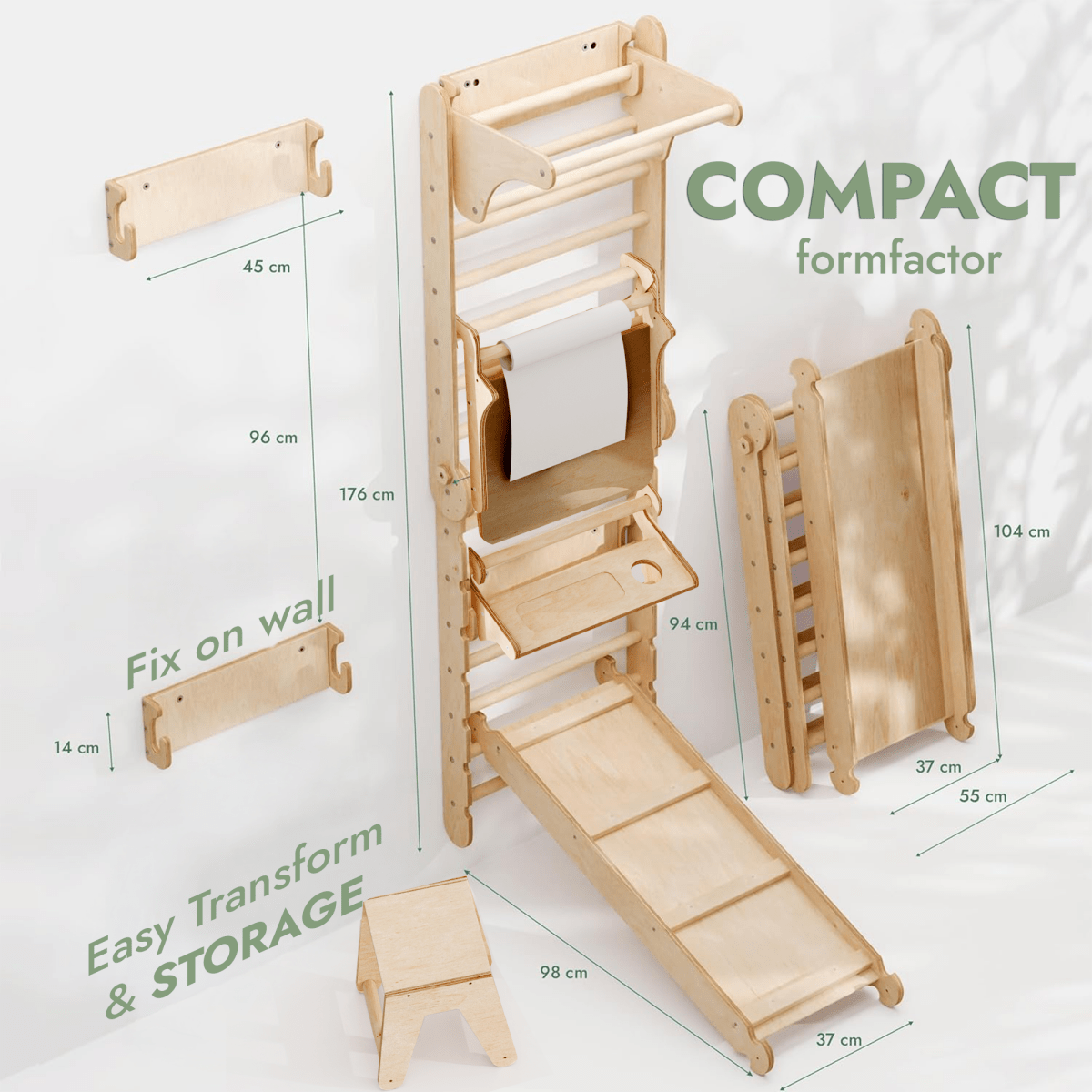 Goodevas 5 in 1 Swedish Wall Ladder Set – Swedish wall for children, available at Learning Bugs UK