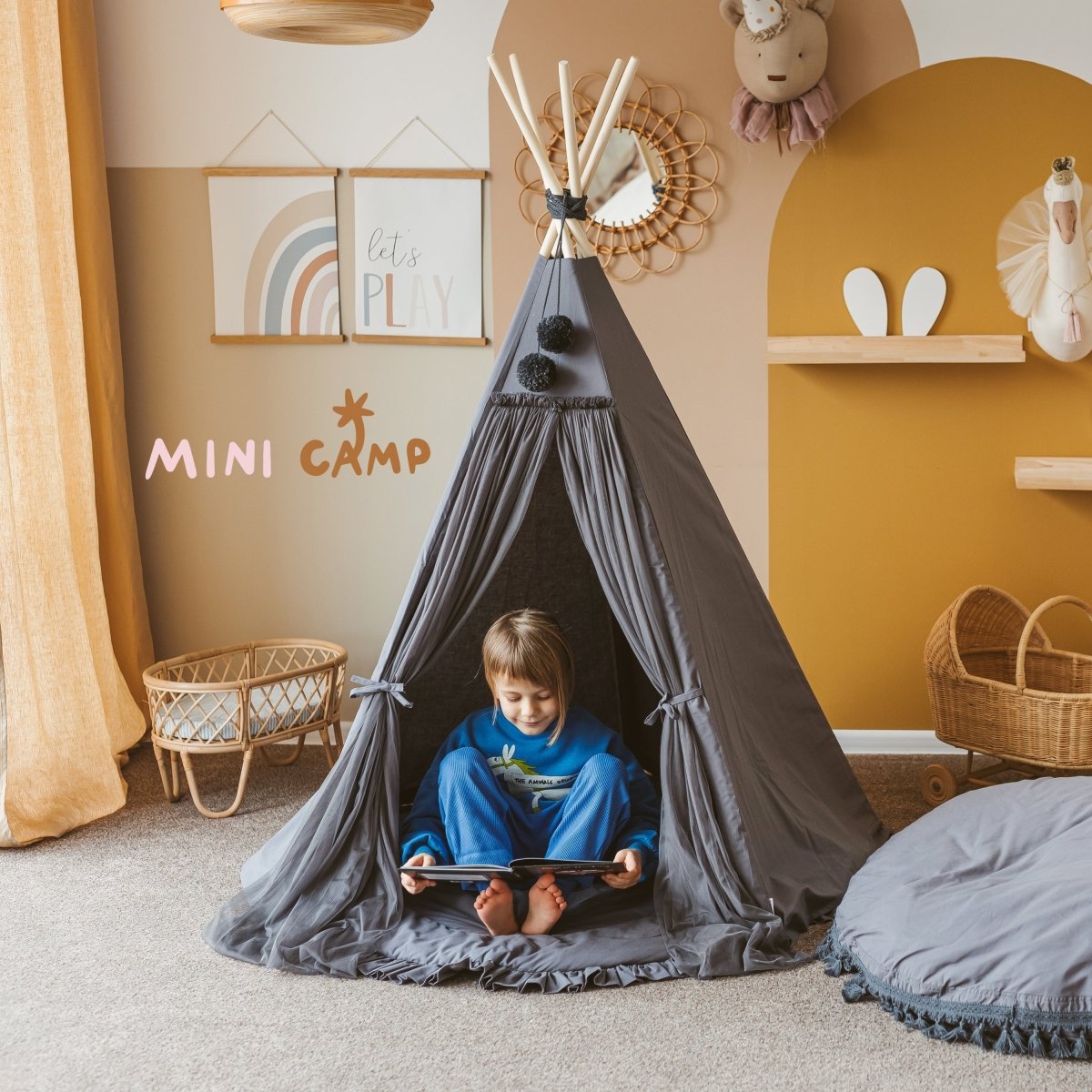 MINICAMP Fairy Kids Play Tent in Grey – Teepees for children, available at Learning Bugs UK
