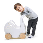 Buy Tender Leaf Sweet Swan Pram | Wooden baby doll pram for kids by Learning Bugs UK
