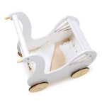 Buy Tender Leaf Sweet Swan Pram | Wooden baby doll pram for kids by Learning Bugs UK