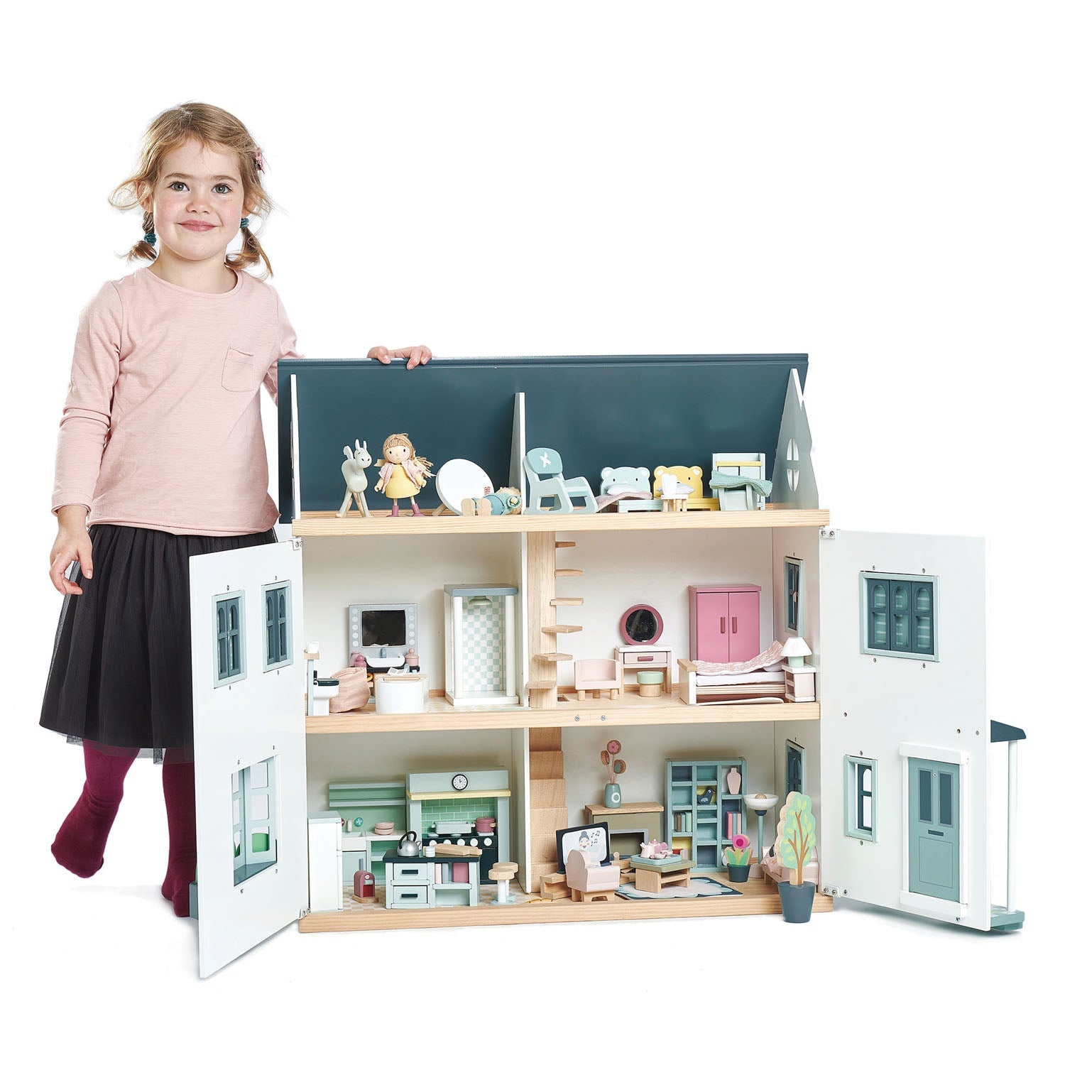 Buy Dovetail House | Wooden dolls house for kids by Learning Bugs UK
