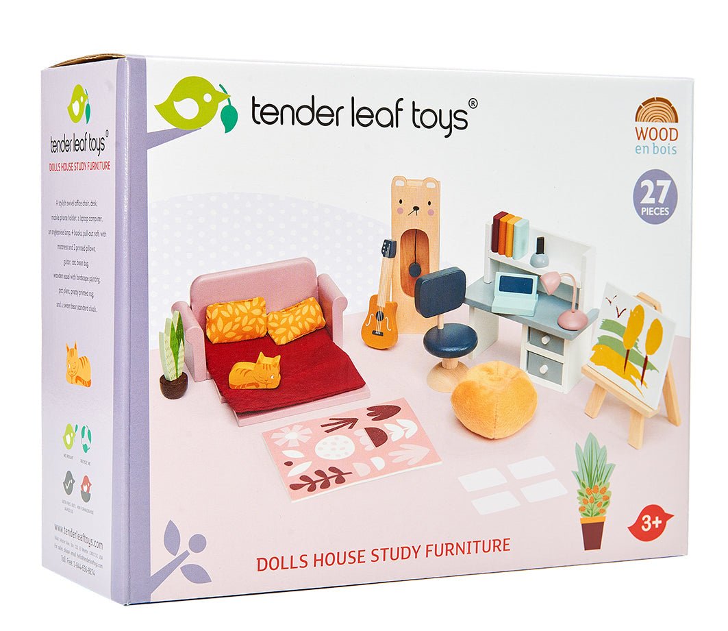 Buy Dolls House Study Furniture | Wooden dolls house furniture for kids by Learning Bugs UK