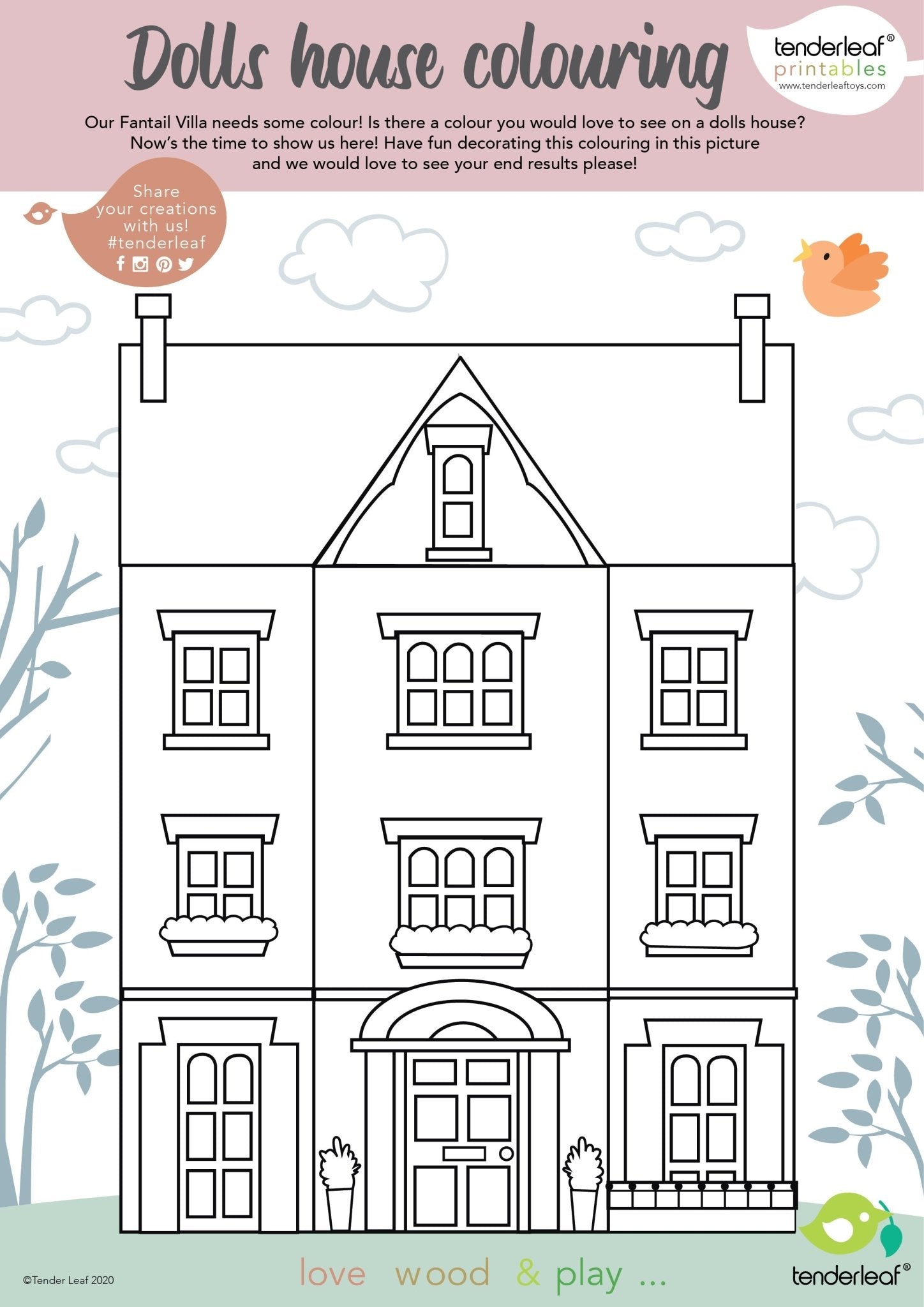 Buy Fantail Hall | Wooden dolls house for kids by Learning Bugs UK