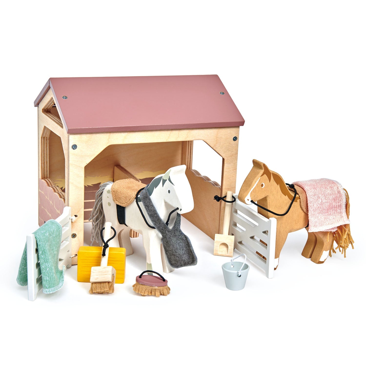Buy The Stables | Wooden dolls house pet set for kids by Learning Bugs UK