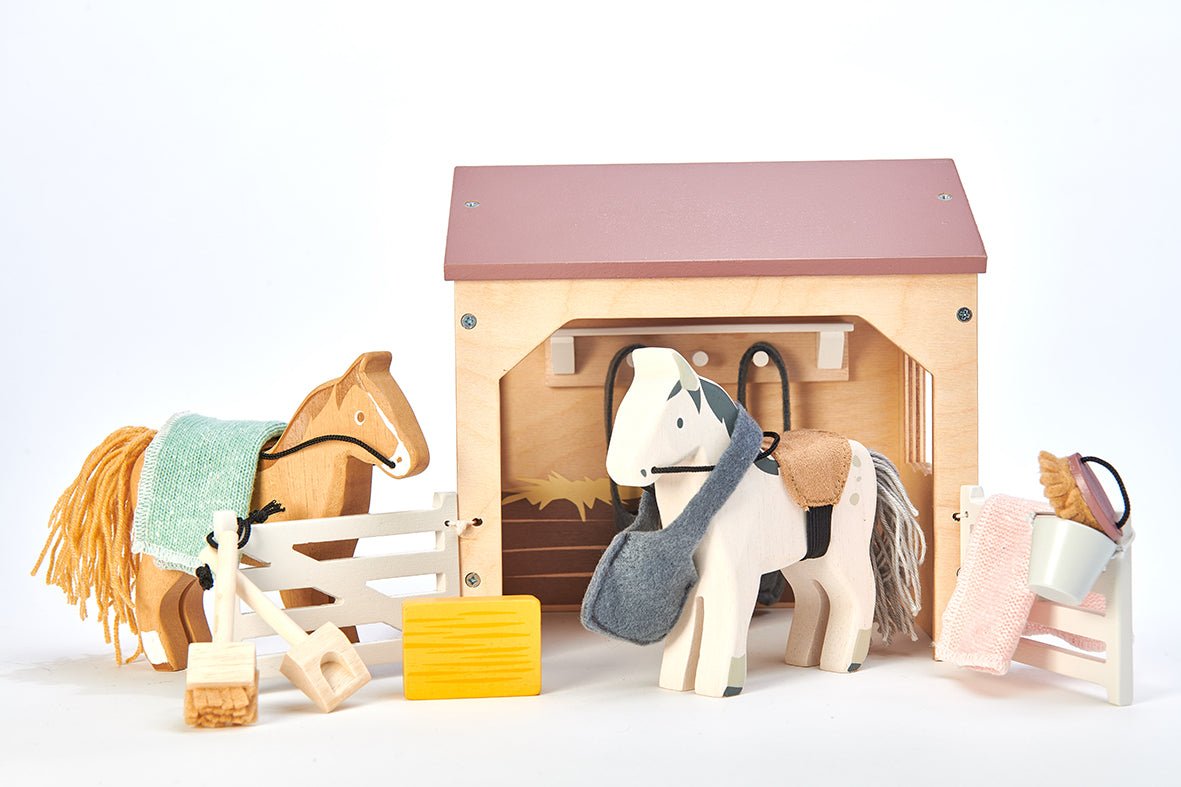Buy The Stables | Wooden dolls house pet set for kids by Learning Bugs UK