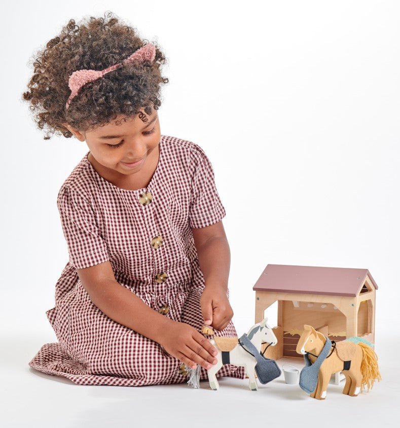 Buy The Stables | Wooden dolls house pet set for kids by Learning Bugs UK