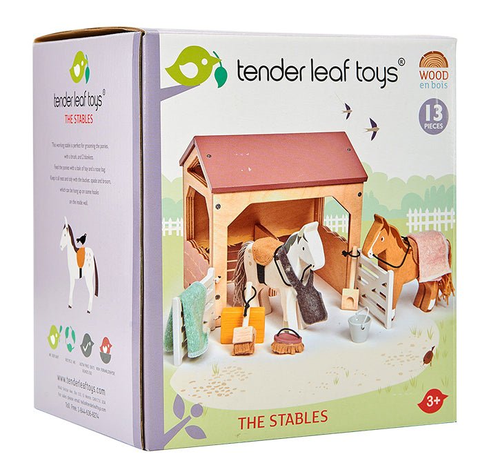 Buy The Stables | Wooden dolls house pet set for kids by Learning Bugs UK