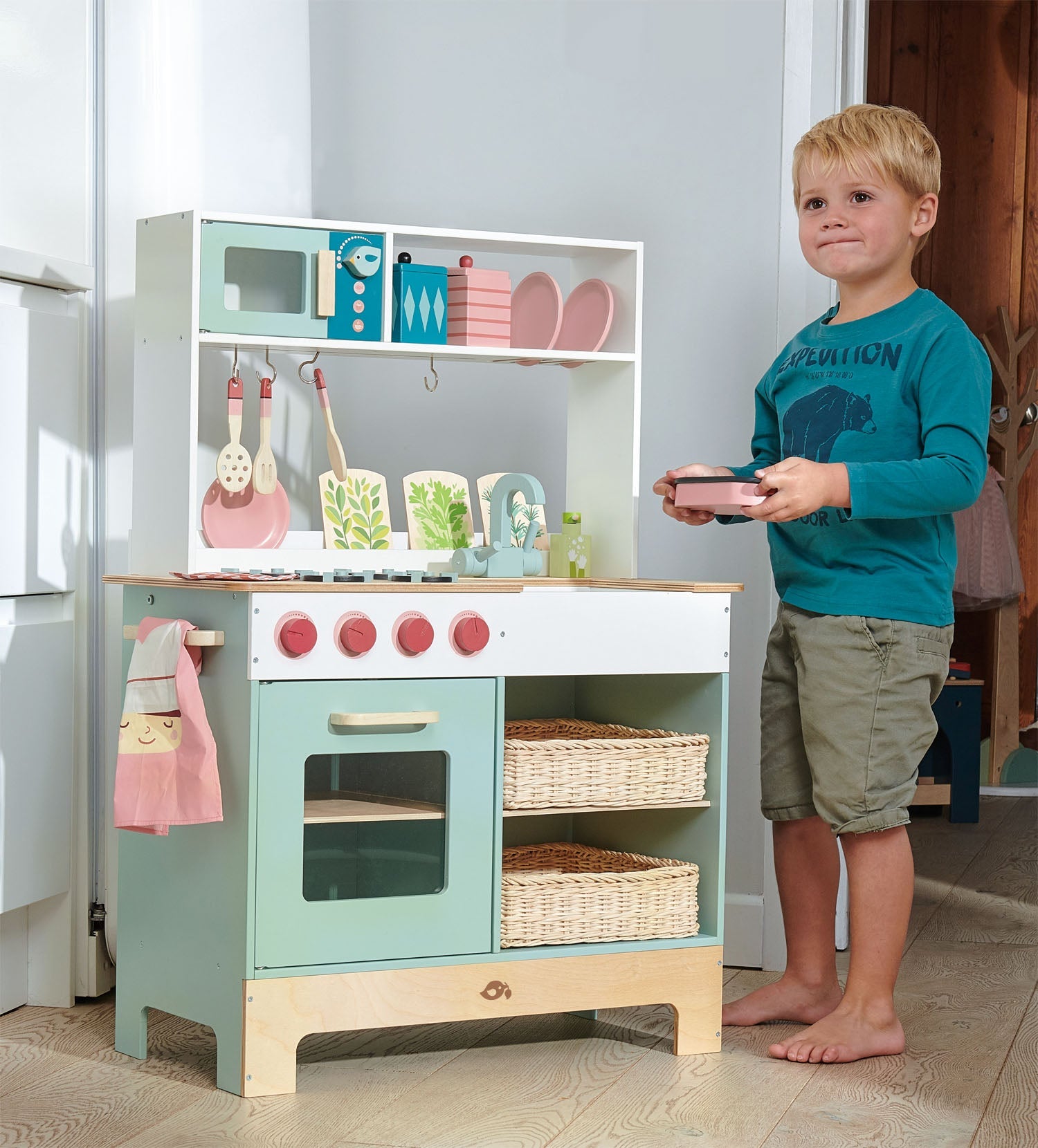 Buy Tender Leaf Kitchen Range | Wooden toy kitchen for kids by Learning Bugs UK