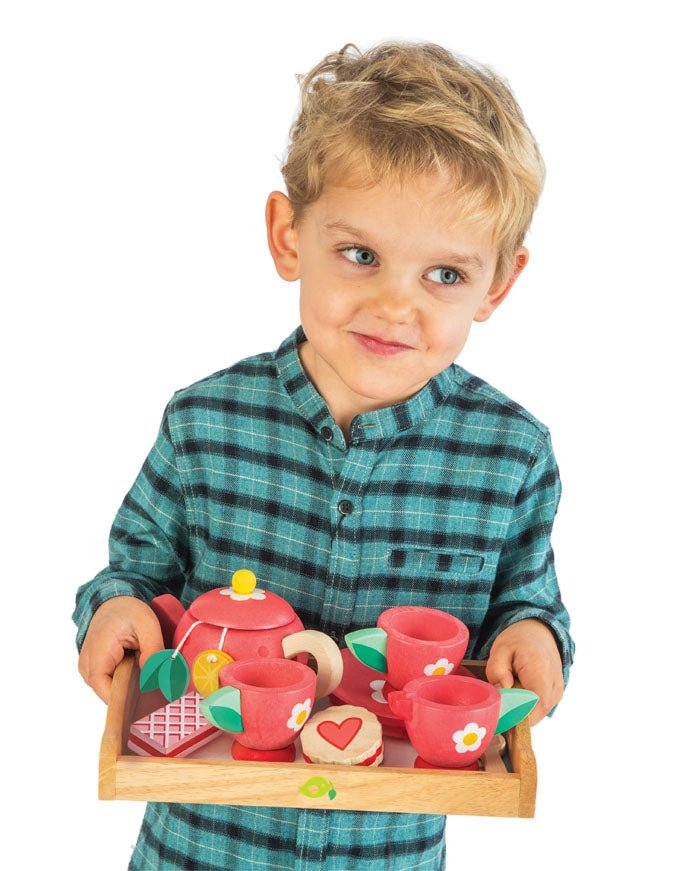 Buy Tea Tray Set | Wooden tea set for kids by Learning Bugs UK