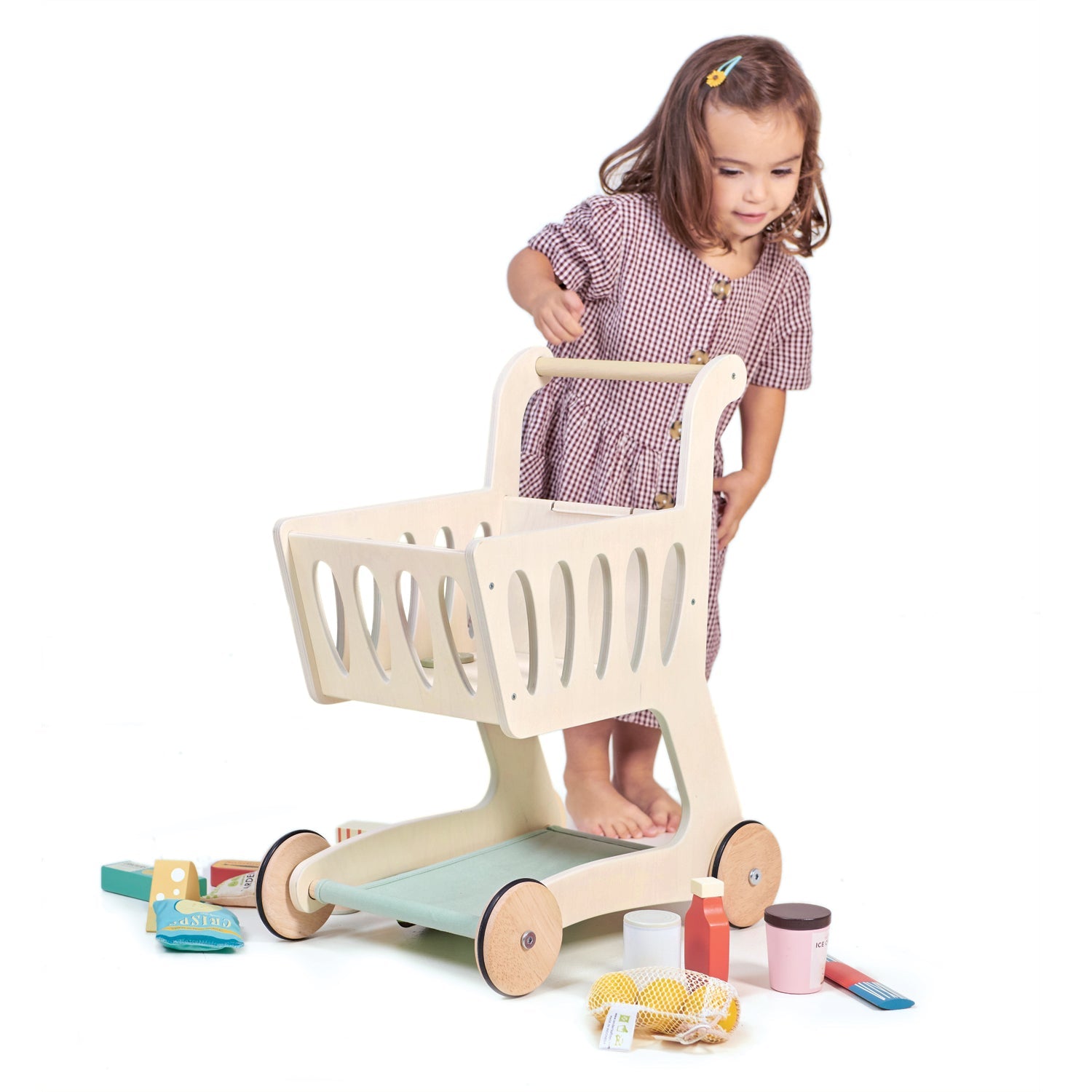 Buy Shopping Cart | Wooden shopping trolley for kids by Learning Bugs UK