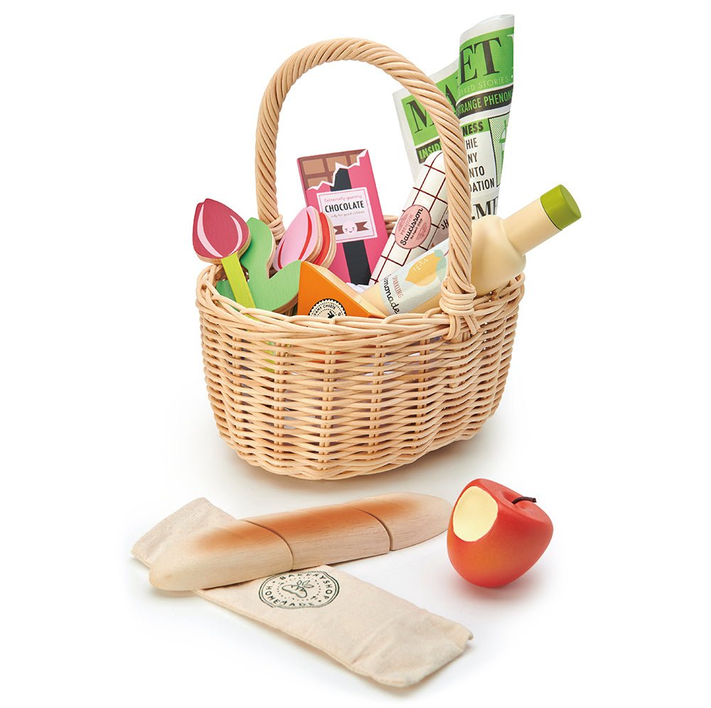 Buy Wicker Shopping Basket | Wooden shopping basket for kids by Learning Bugs UK
