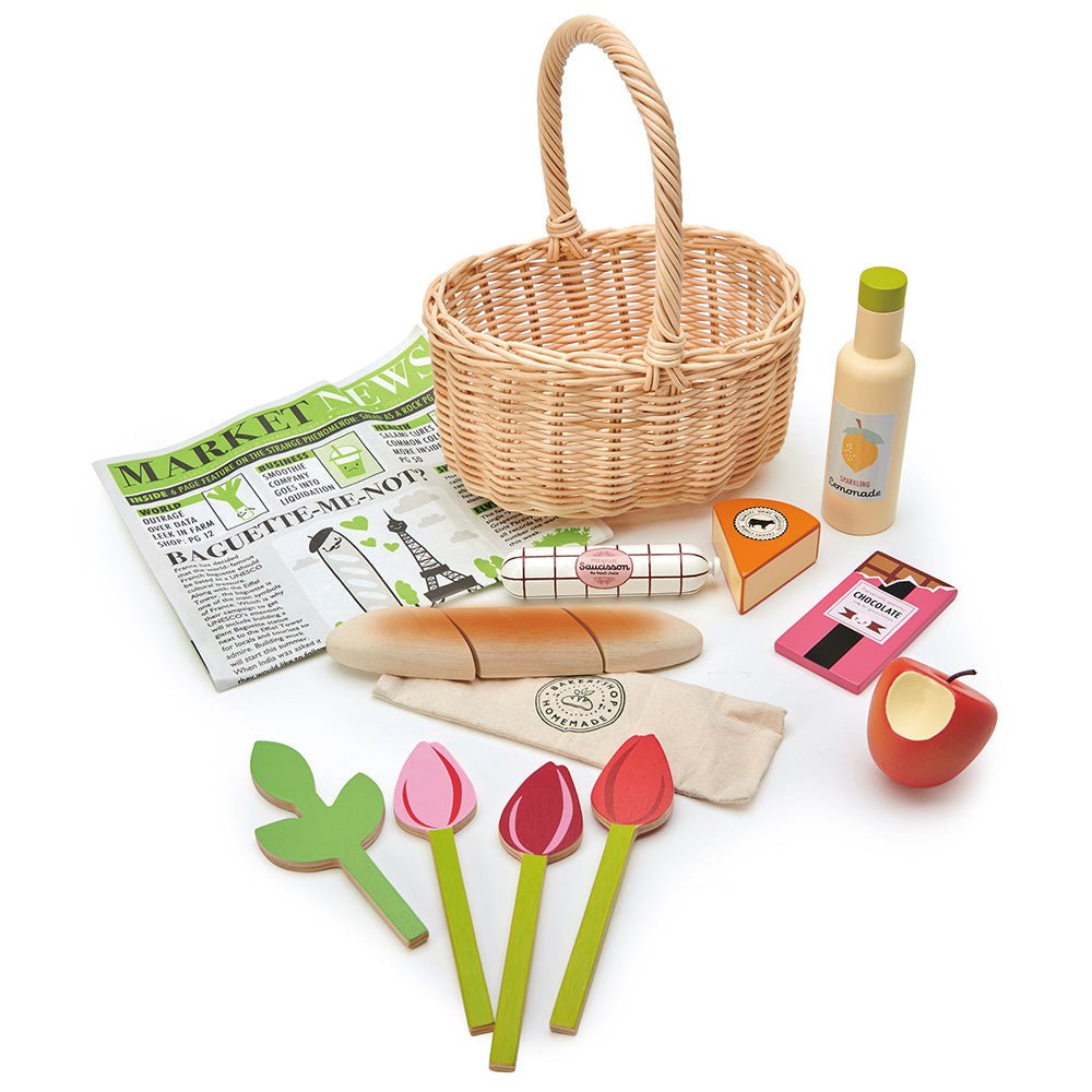 Buy Wicker Shopping Basket | Wooden shopping basket for kids by Learning Bugs UK