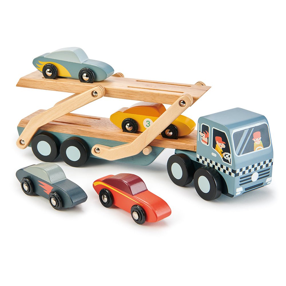 Car Transporter – Wooden lorry for children, available at Learning Bugs UK