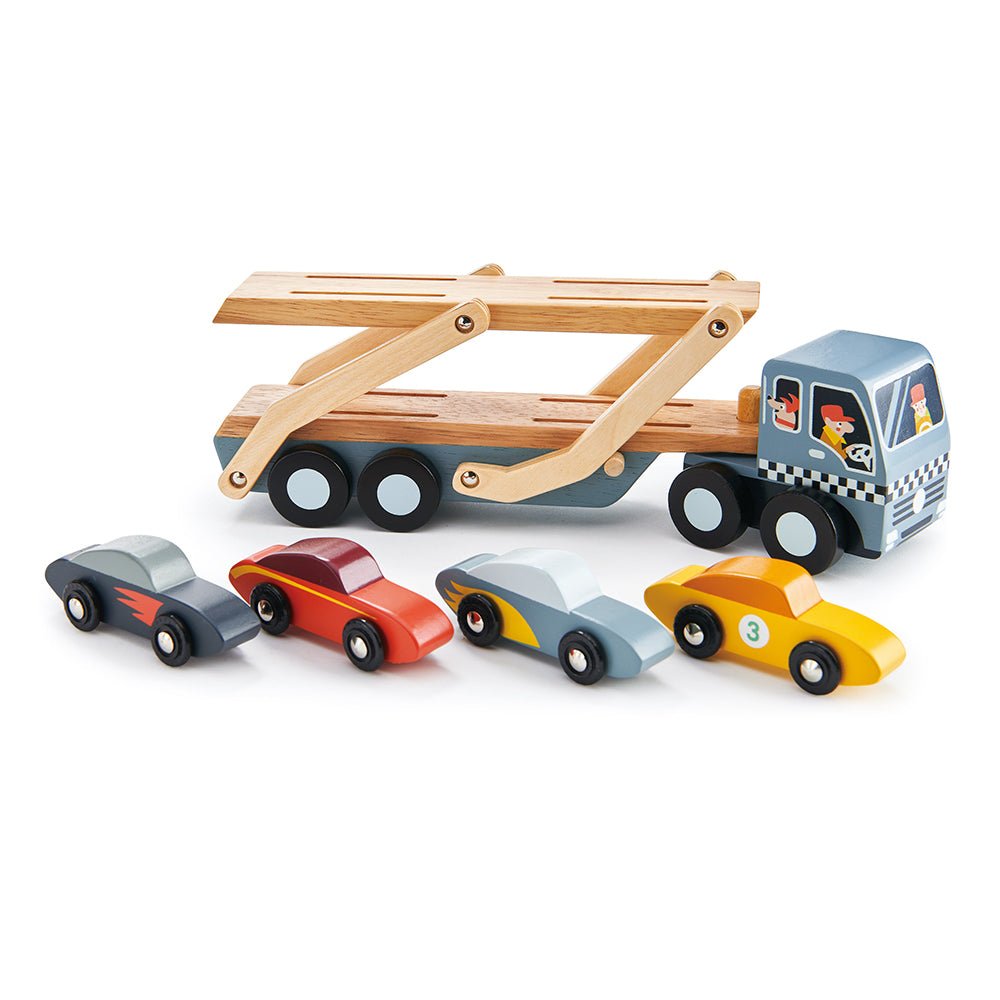 Car Transporter – Wooden lorry for children, available at Learning Bugs UK