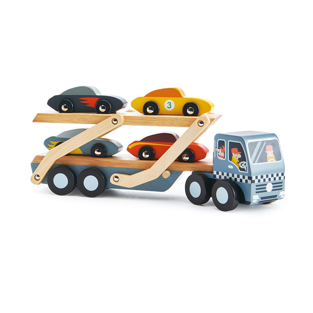 Car Transporter – Wooden lorry for children, available at Learning Bugs UK