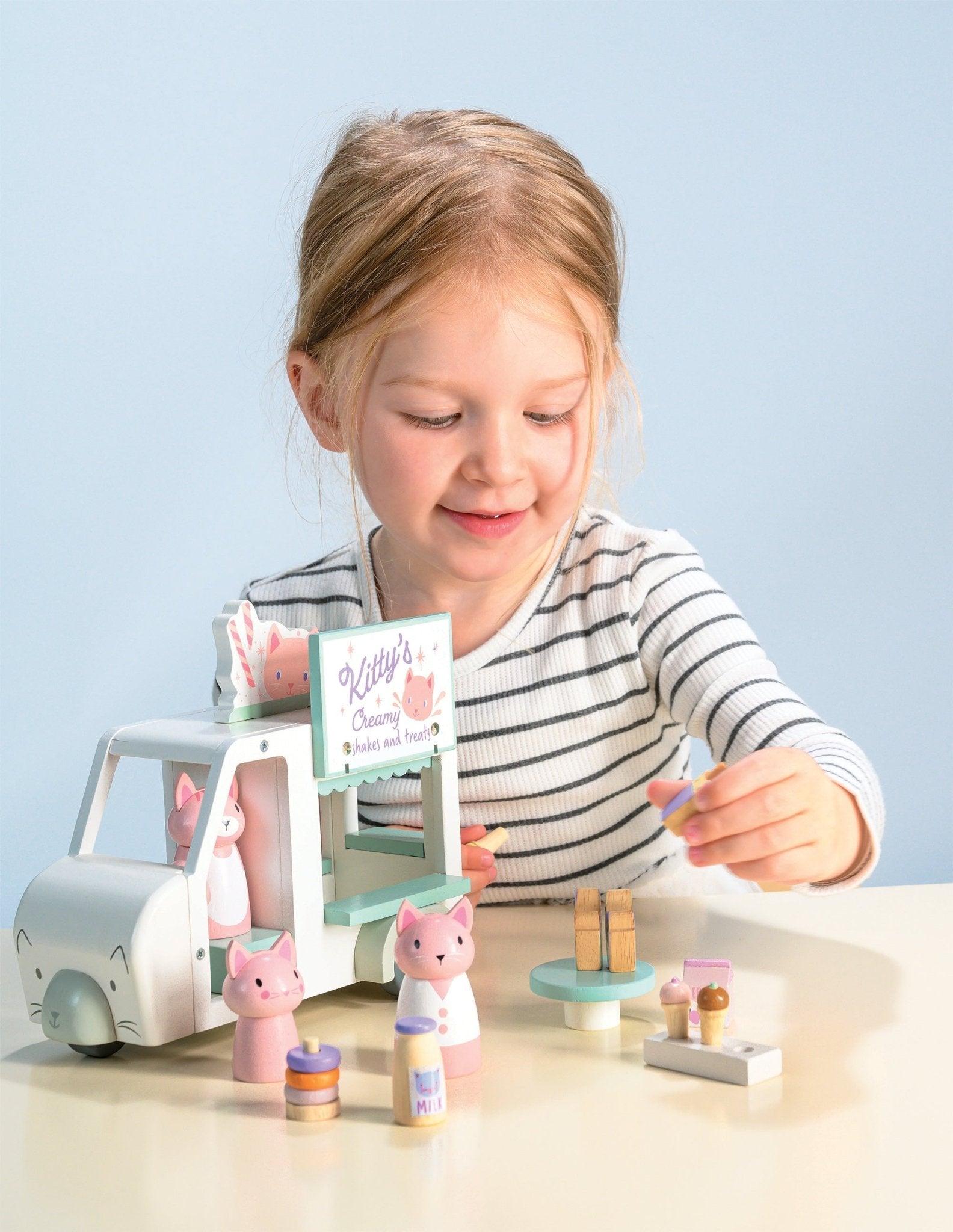Buy Kitty's Milkshake Van | small world playset for kids by Learning Bugs UK
