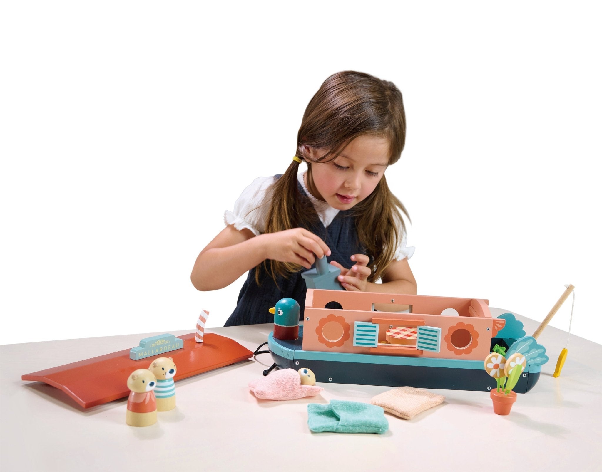 Buy Tender Leaf Little Otter Canal Boat | small world boat playset for kids by Learning Bugs UK