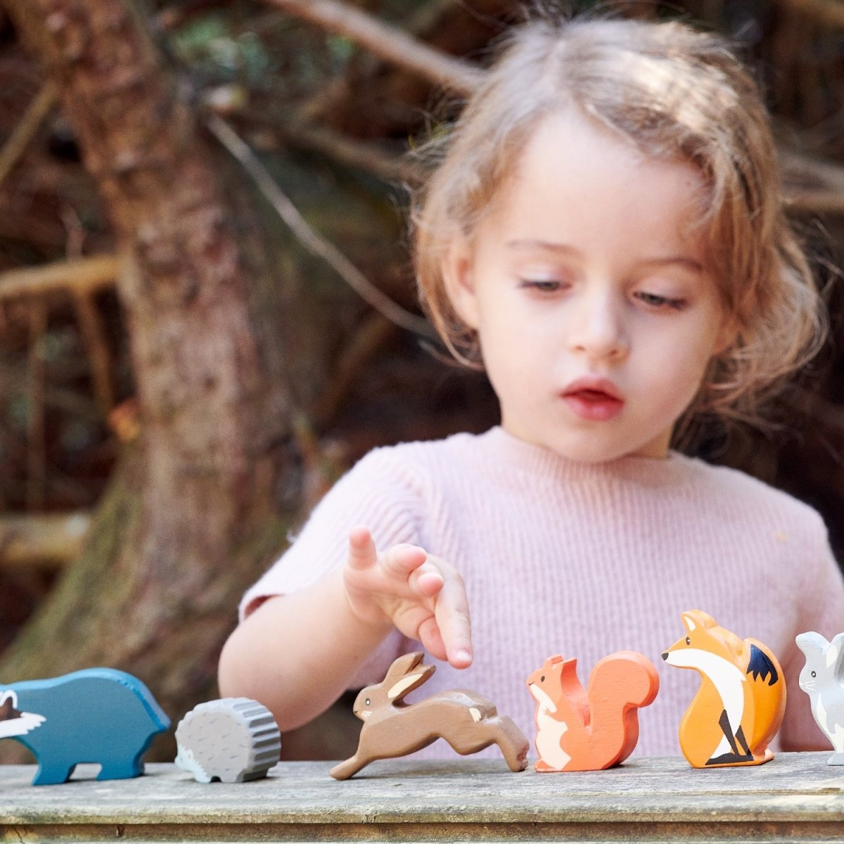 8 Woodland Animals Shelf Set – Wooden animals shelf for children, available at Learning Bugs UK